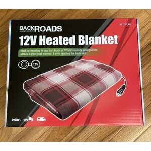 BackRoads 12V Heated Blanket Red Plaid Great For Traveling In Car, Truck, RV NIB